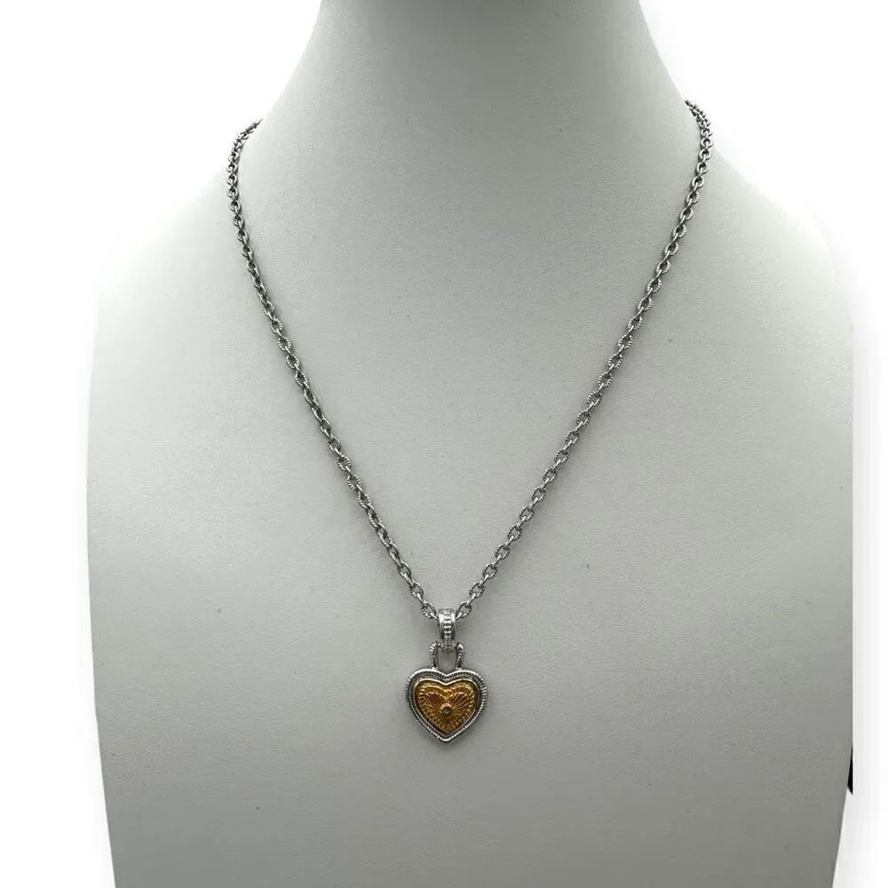 Small heart pendant on a chain necklace gold/silvered tones